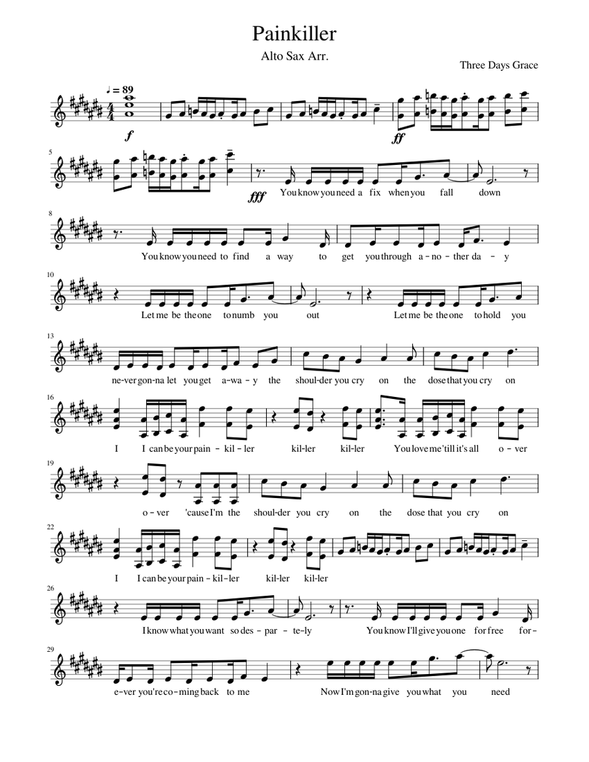 Painkiller Sheet Music For Saxophone Alto Solo Musescore