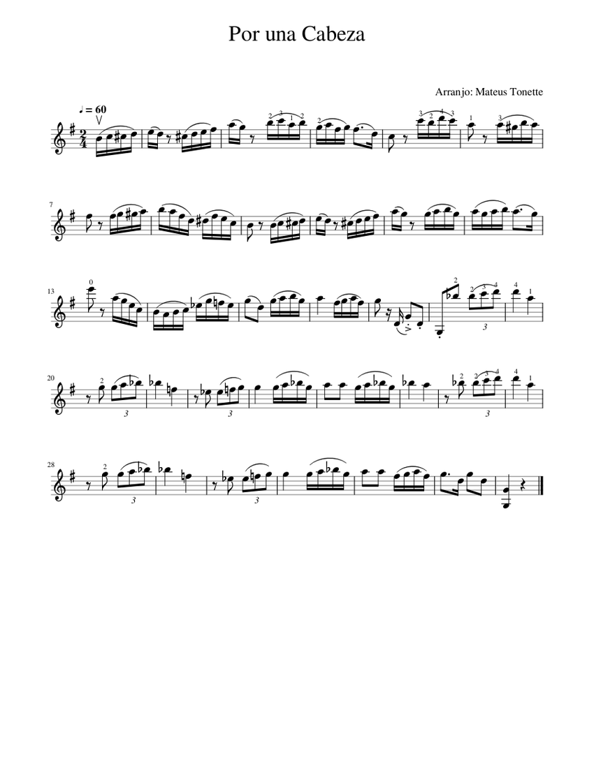 Por una Cabeza Violino Sheet music for Violin (Solo)