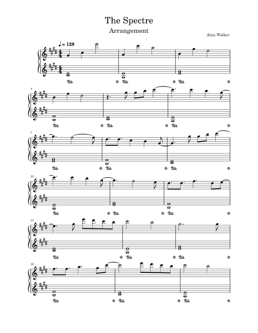 The Spectre Alan Walker The Spectre Sheet music for Piano (Solo