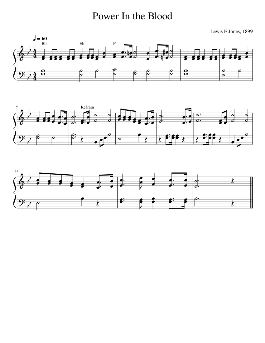 Power In the Blood Sheet music for Piano (Solo) | Musescore.com
