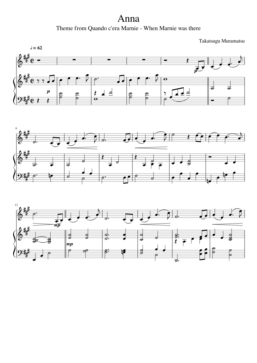 Anna Sheet music for Piano, Violin (Solo) | Musescore.com