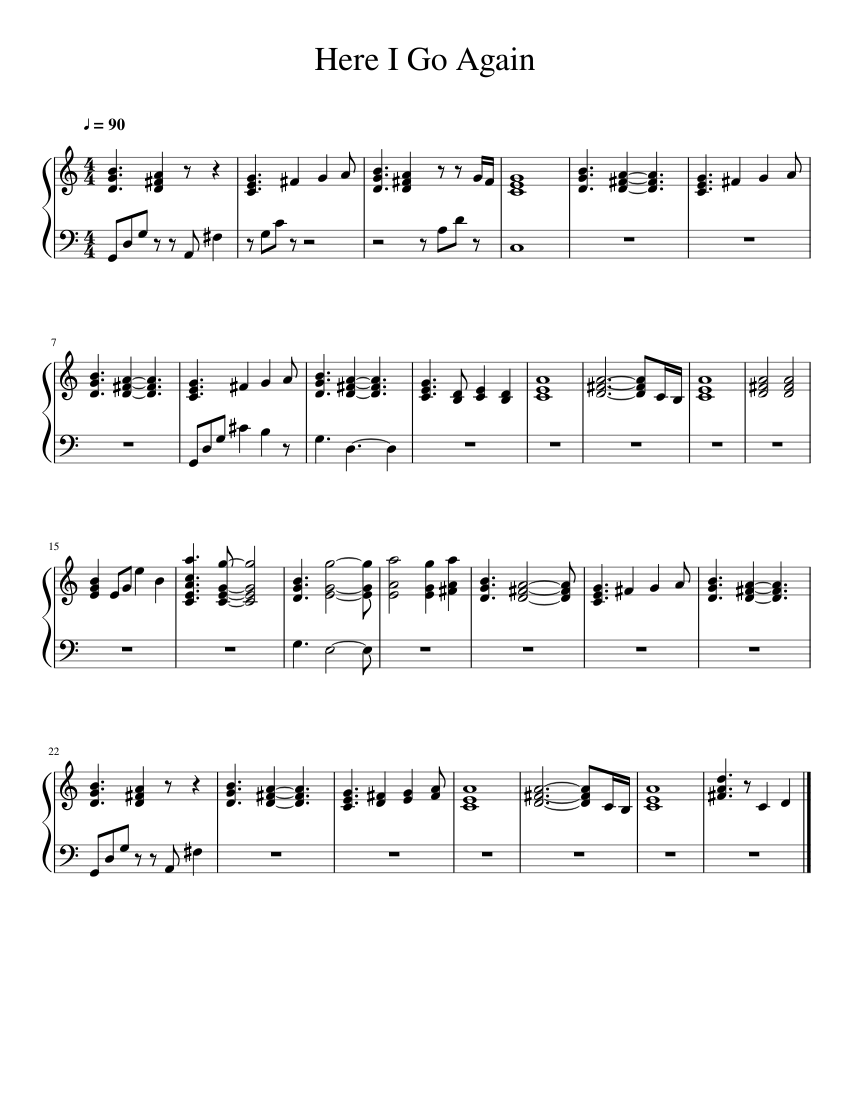 Here I Go Again Sheet music for Piano (Solo) | Musescore.com