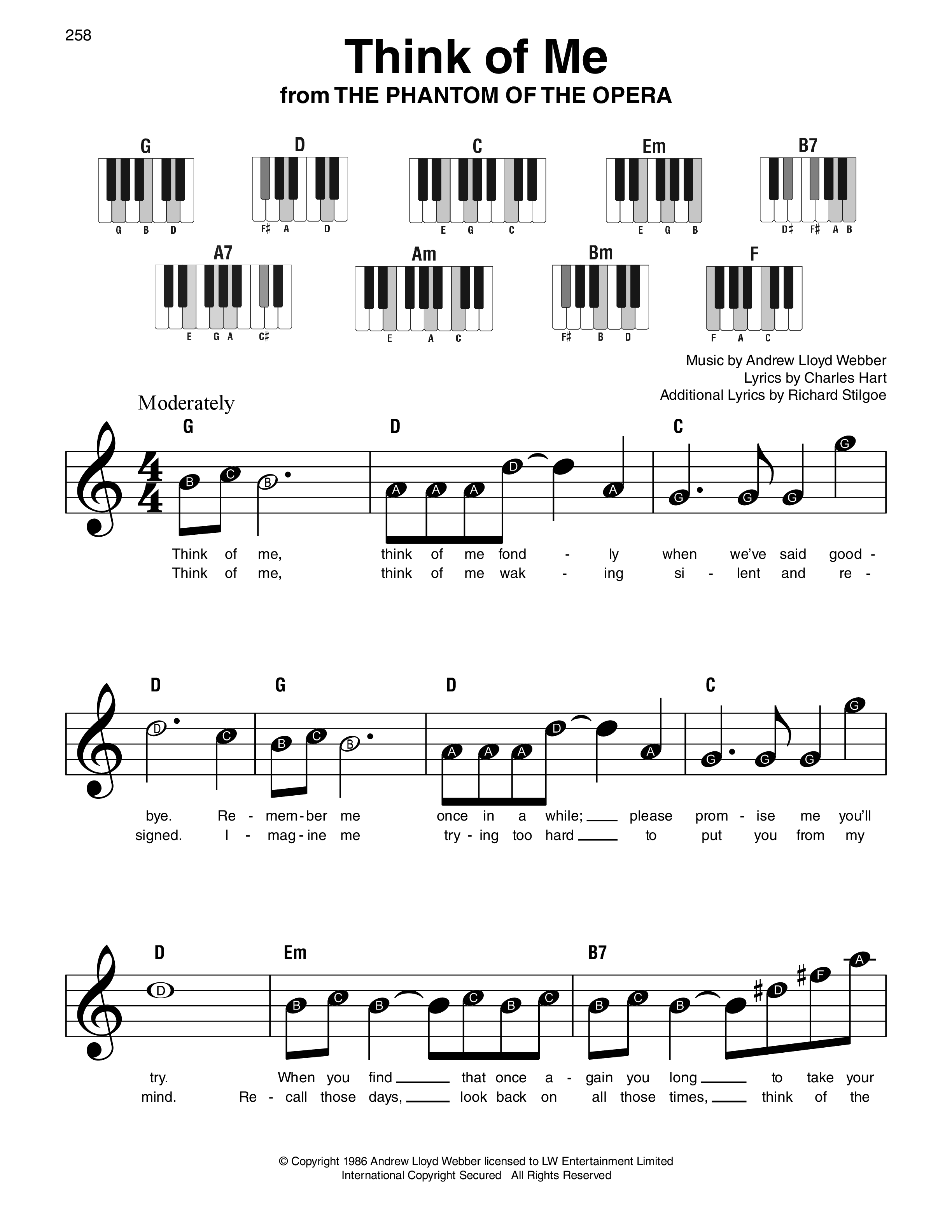Think Of Me (from The Phantom Of The Opera) の公式楽譜を演奏する