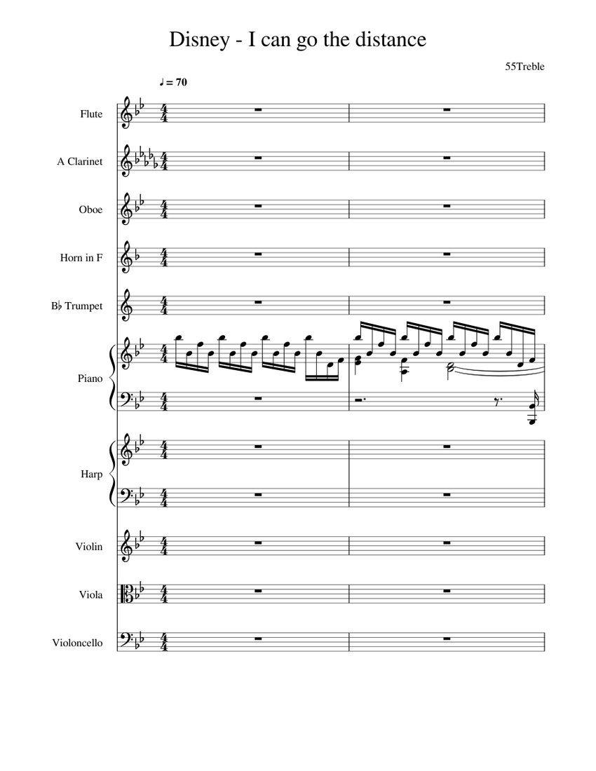 Disney - I can go the distance Sheet music for Piano, Flute, Oboe ...