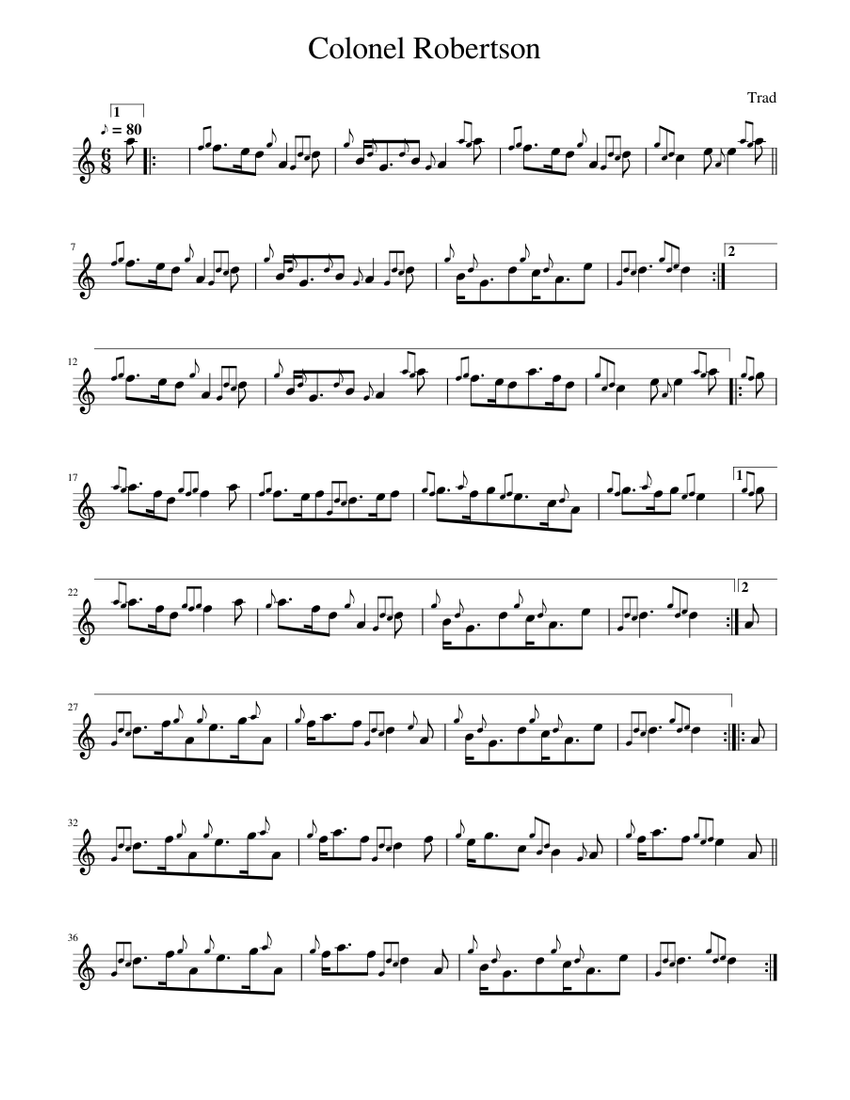 Traditional music - Colonel Robertson Sheet music for Piano (Solo ...