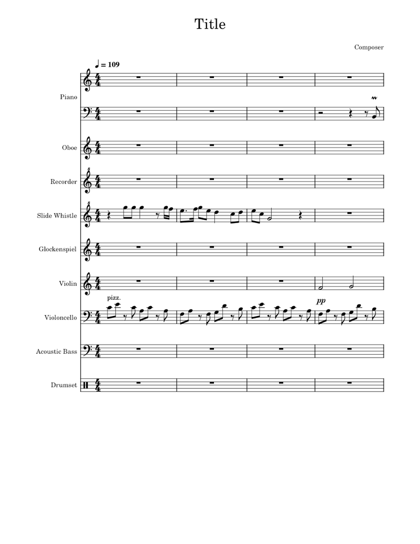 Doki Doki Blue Skies Main Theme by NPbus Sheet music for Piano, Flute,  Violin, Guitar & more instruments (Mixed Ensemble)
