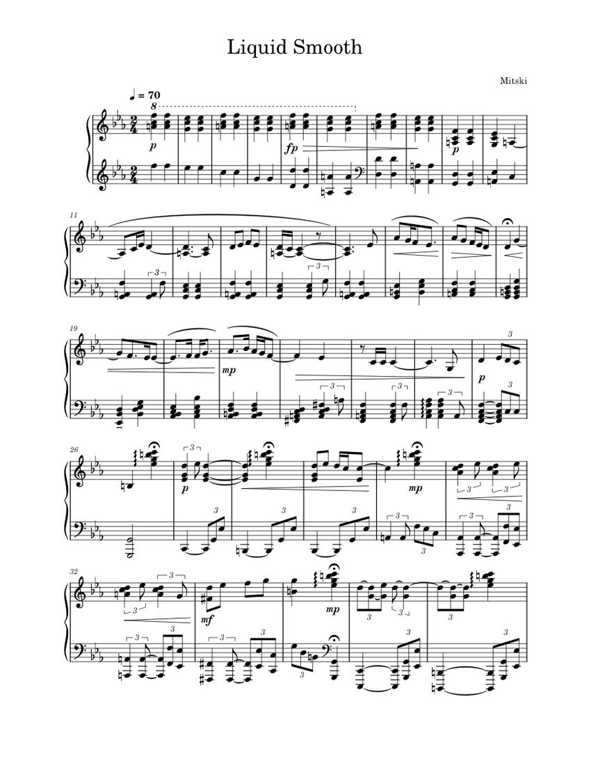 Liquid smooth – Mitski Sheet music for Piano (Solo) | Musescore.com