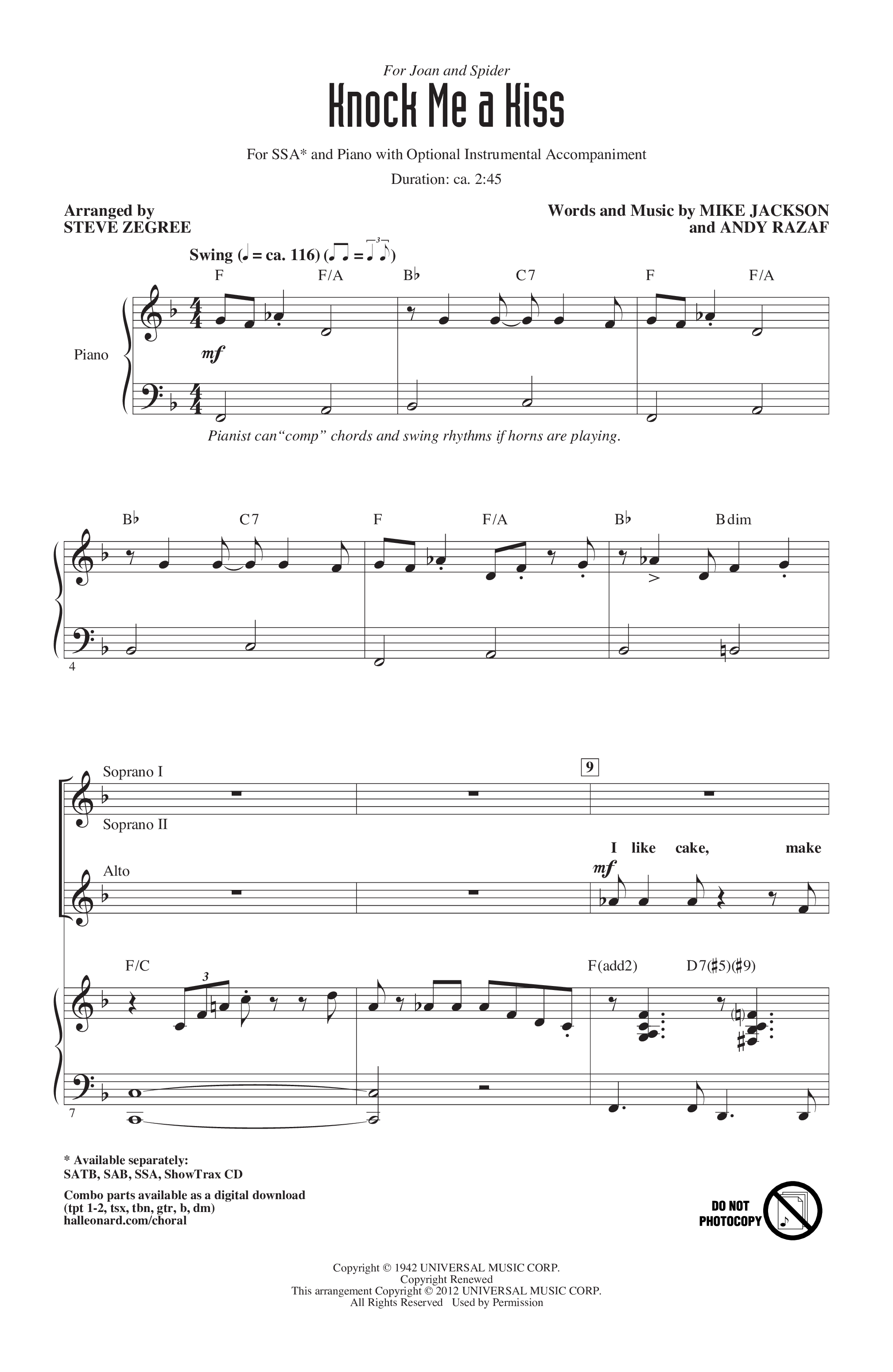 Play Official version of Knock Me A Kiss Sheet Music by Andy Razaf ...