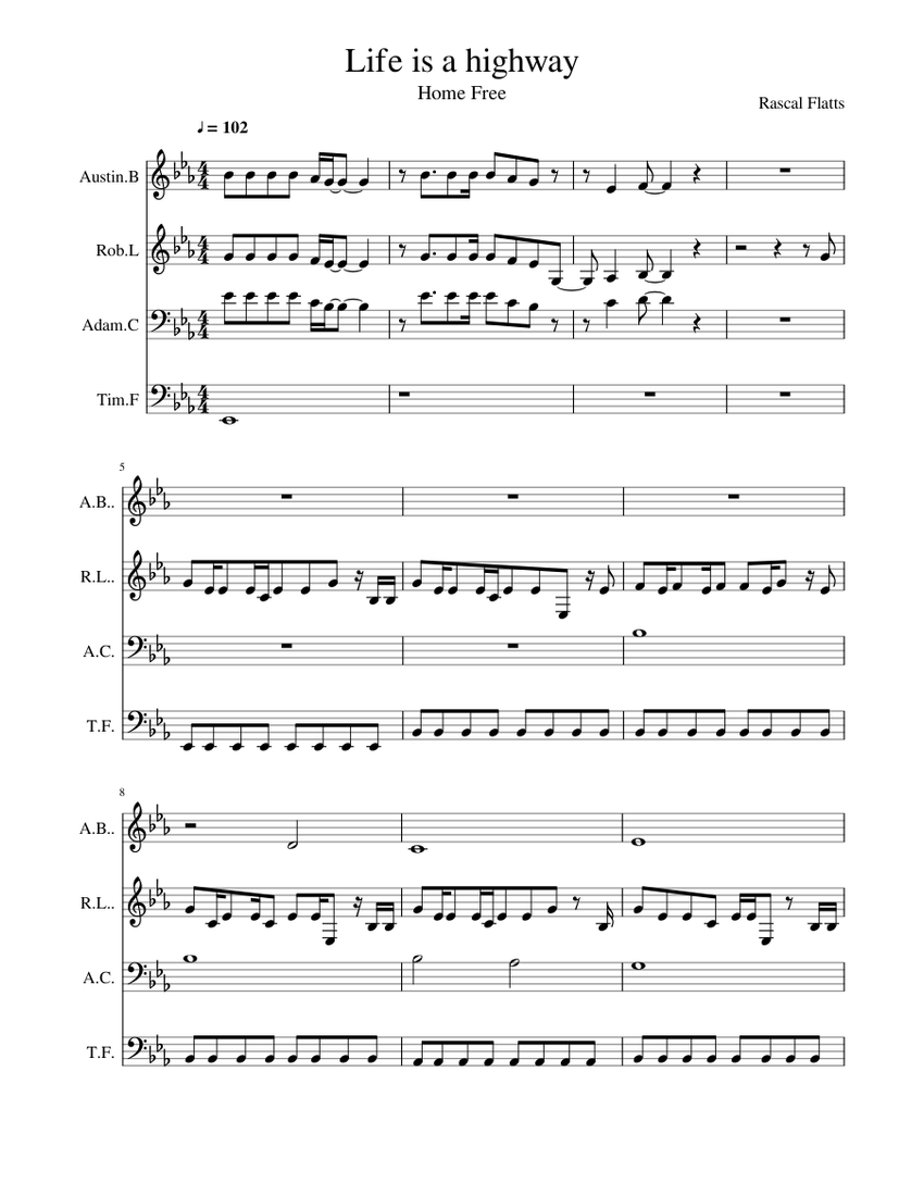 Life is a highway Sheet music for Piano (Mixed Quartet) | Musescore.com
