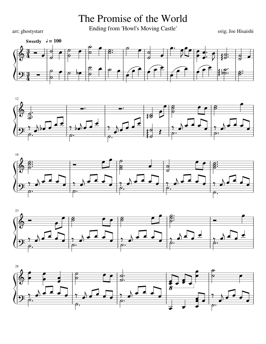 世界の約束 楽譜 ピアノ (ソロ) | MuseScore.com