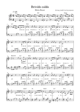 Free Matia Bazar sheet music | Download PDF or print on Musescore.com