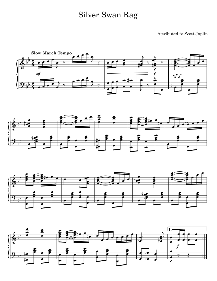 Swany Rag Silver Swan Rag - Scott Joplin Sheet music for Piano (Solo) | Musescore.com