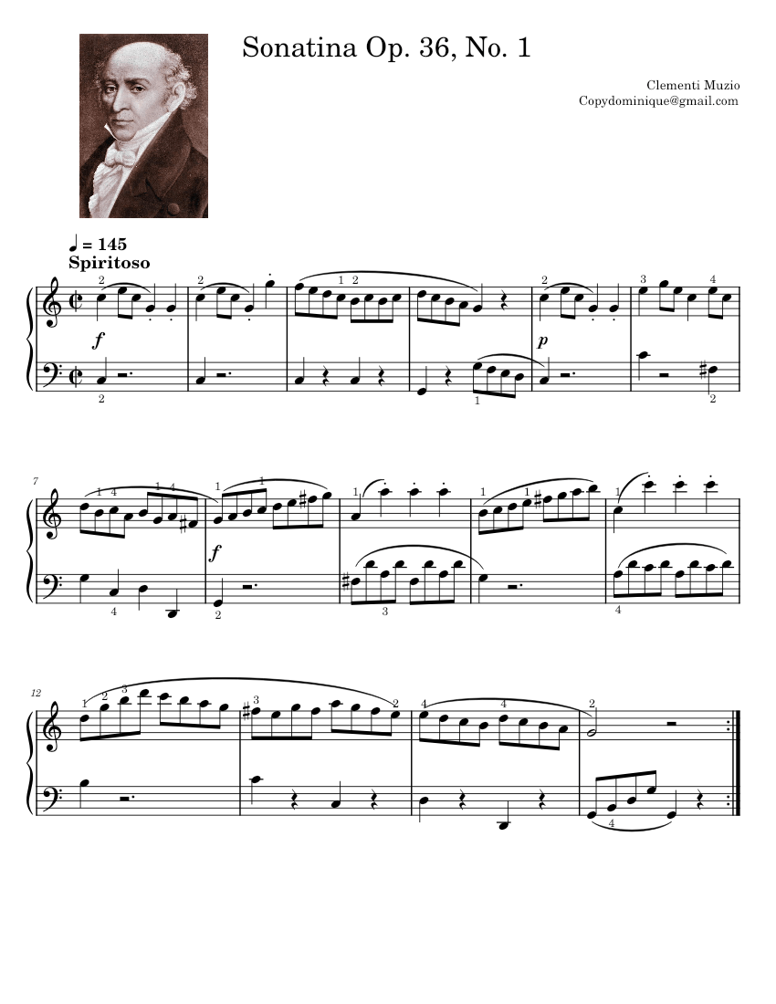 Sonatina in C major Op. 36 No. 1 – Muzio Clementi Sheet music for Piano ...