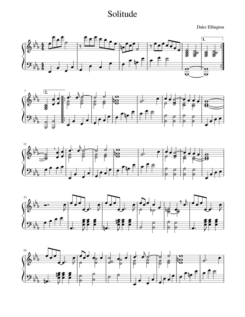 Solitude - Duke Ellington Sheet music for Piano (Solo) | Musescore.com