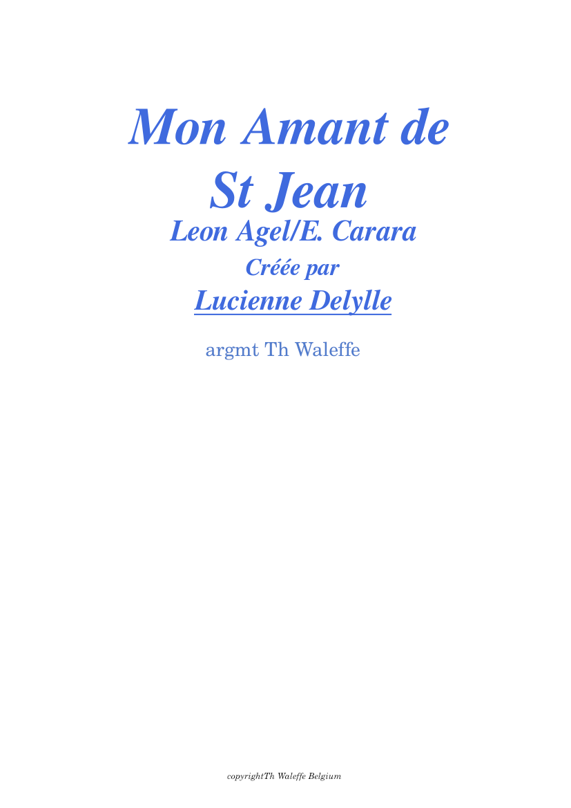 Mon Amant De St Jean Lucienne Delyle Sheet Music For Piano Accordion Mon Amant De St Jean Lucienne Delyle Sheet Music For Piano Accordion