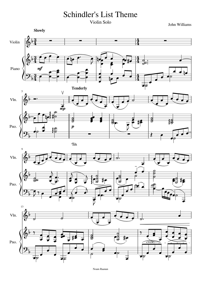 Schindler's List Theme Sheet music Piano, Violin (Solo) | Musescore.com