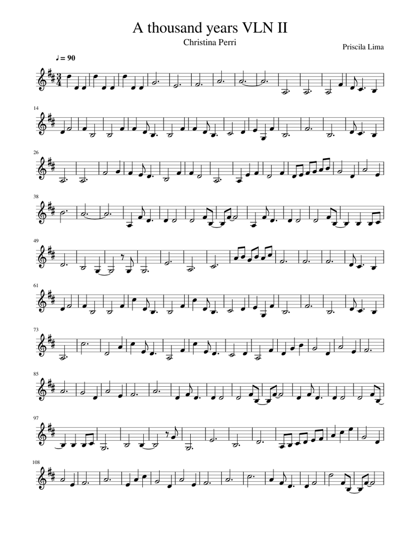 A thousand years VLN II Sheet music for Violin (Solo) | Musescore.com