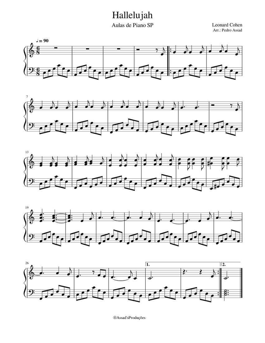 Hallelujah - Leonard Cohen Sheet music for Piano (Solo) | Musescore.com