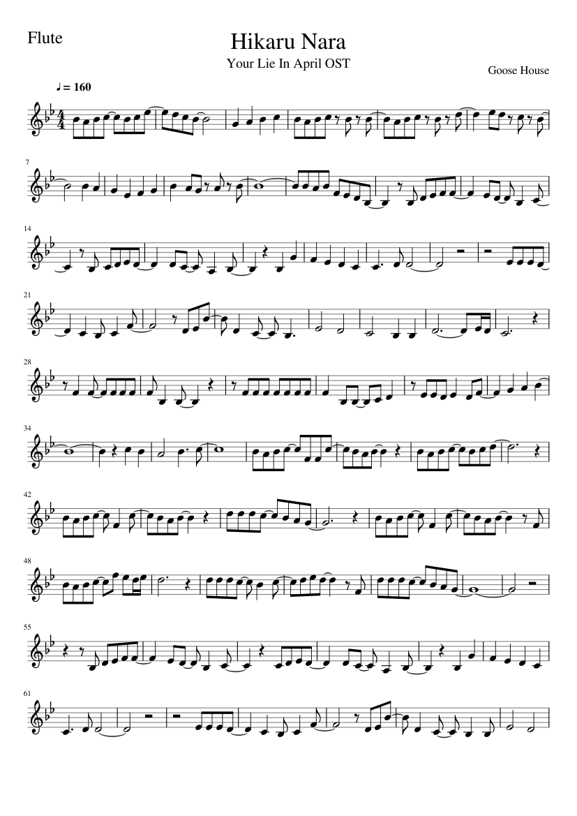 Hikaru Nara - Your Lie in April OP Sheet music for Piano (Solo)