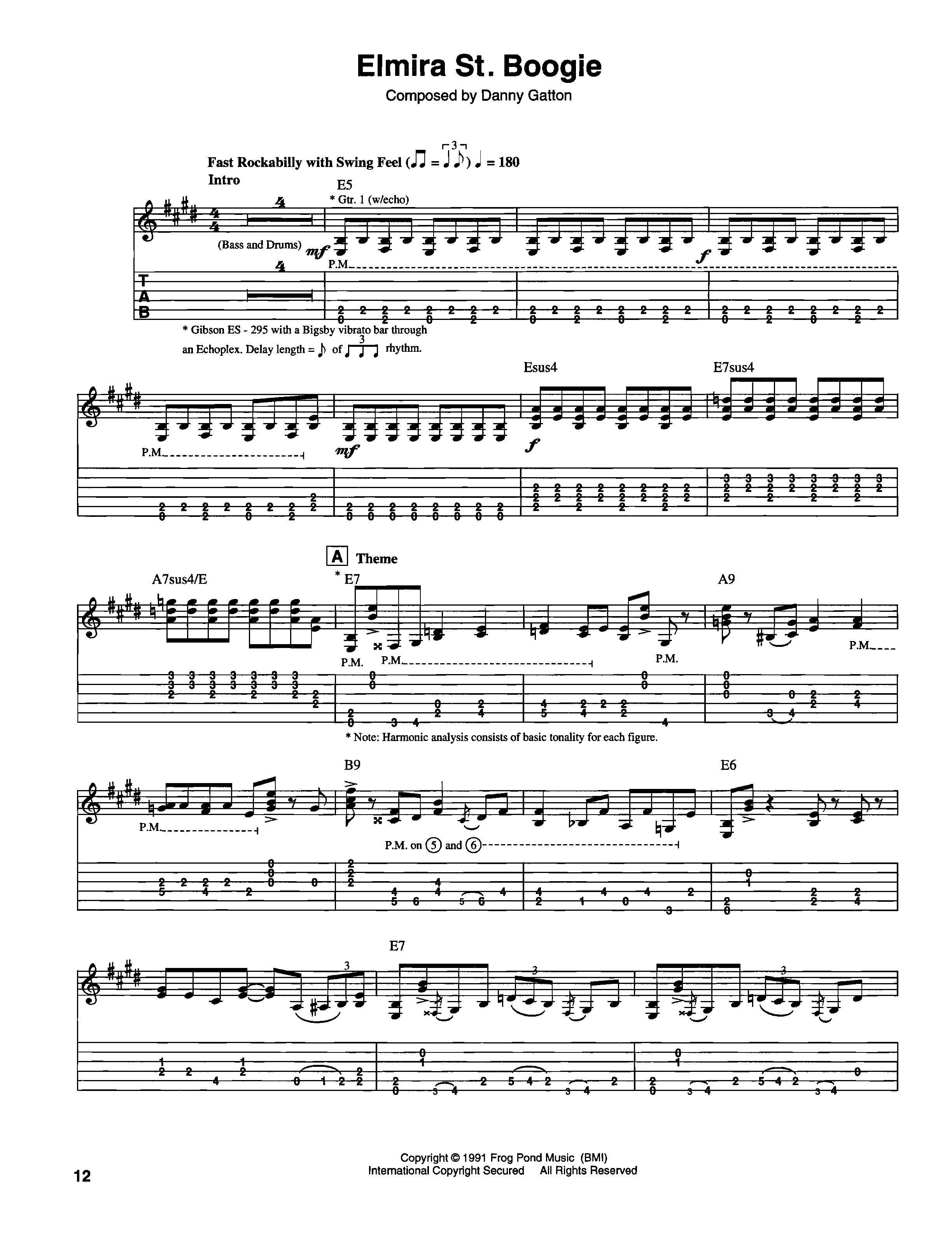 DANNY GATTON - 88 ELMIRA ST. ギタータブ譜 Play Official version of Elmira St. Boogie - Danny Gatton (Guitar