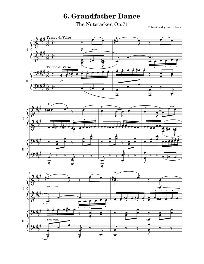 Nutcracker, Op.71, 6. Scene and Grandfather Dance Sheet music for Piano