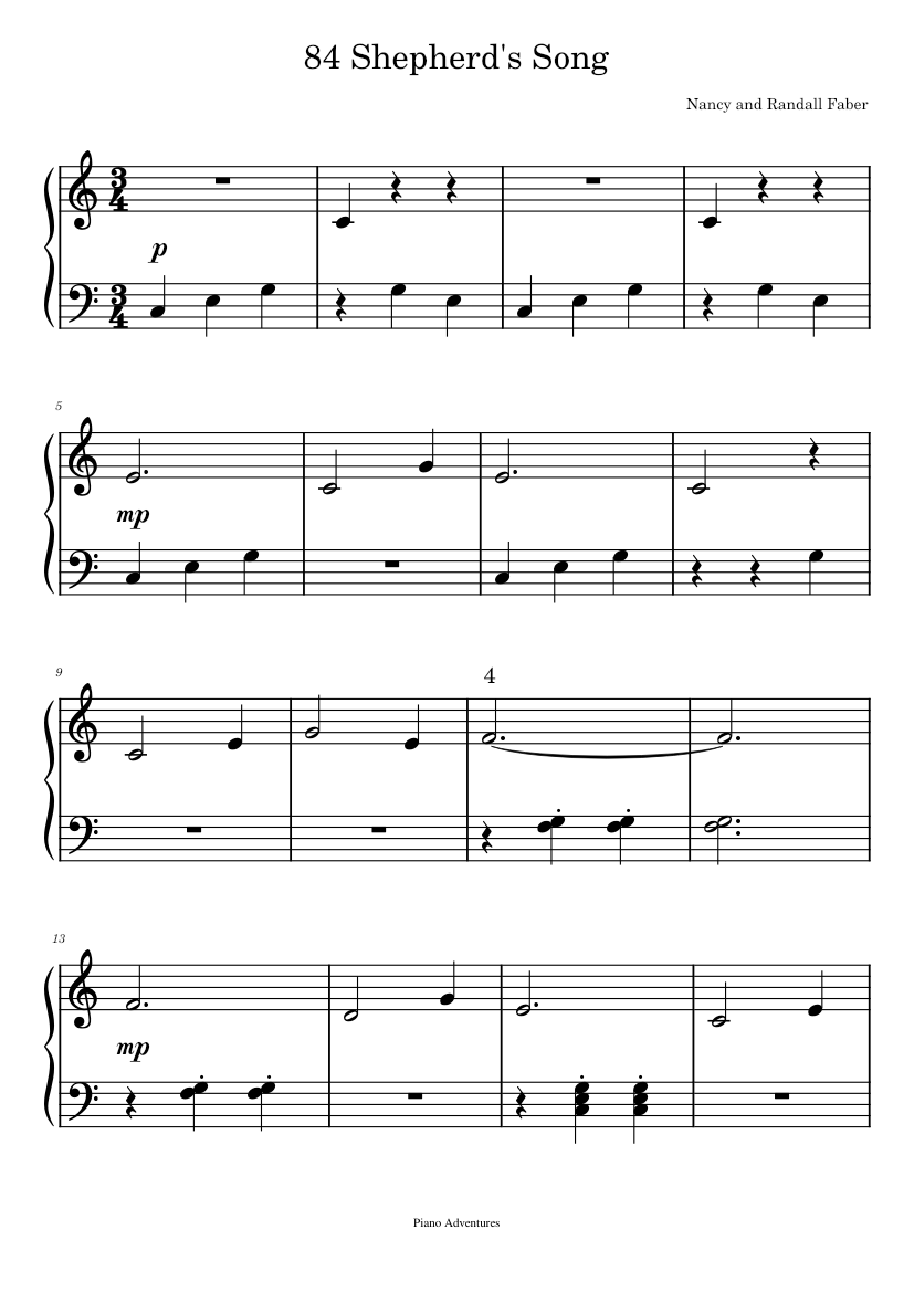 84 Shepherd's Song - Piano Adventures adv1 - lesson book level 1 Sheet ...