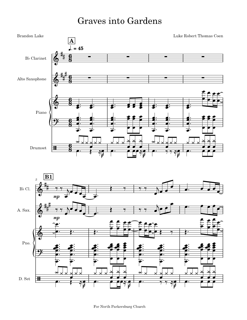 Graves into Gardens Sheet music for Piano, in bflat