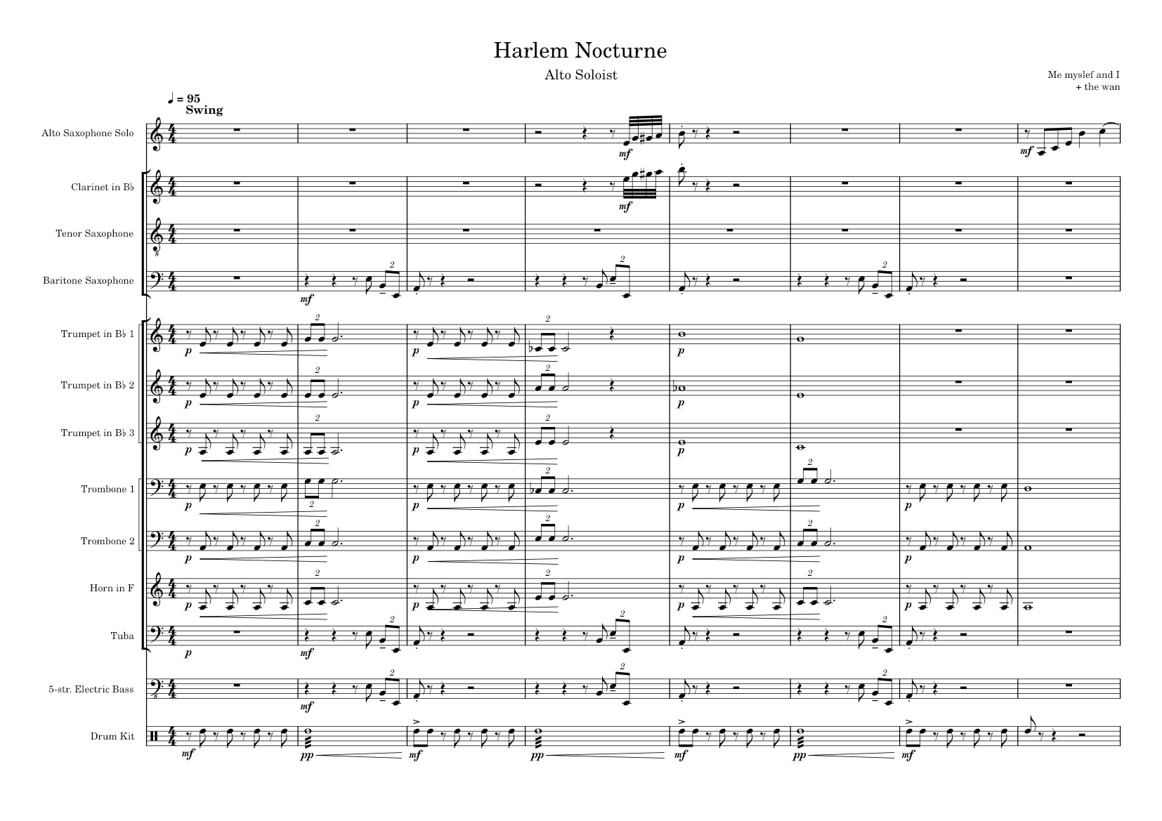 Harlem Nocturne Sheet Music for Trombone, Tuba, Saxophone alto ...