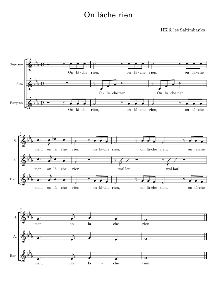 On lâche rien - HK & les Saltimbanks Sheet Music for Synthesizer (Mixed ...