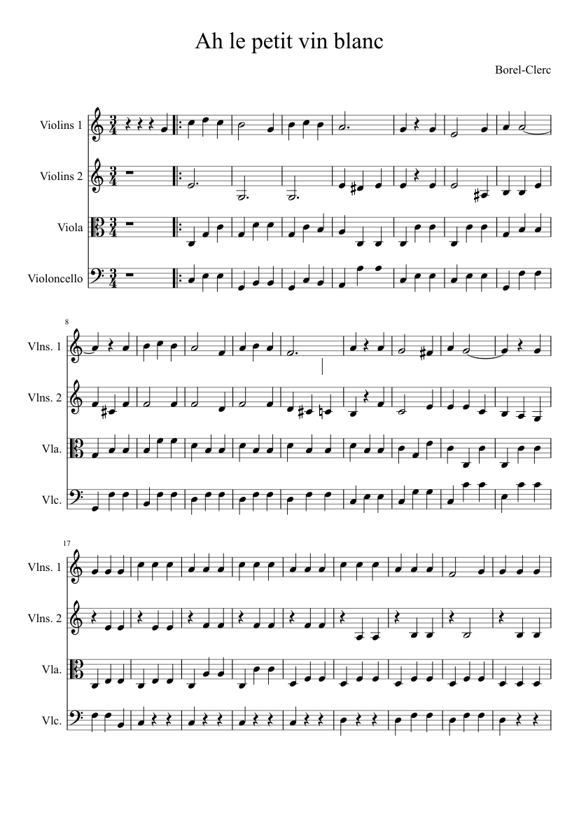 Ah le petit vin blanc Sheet music for Viola (Solo) | Musescore.com