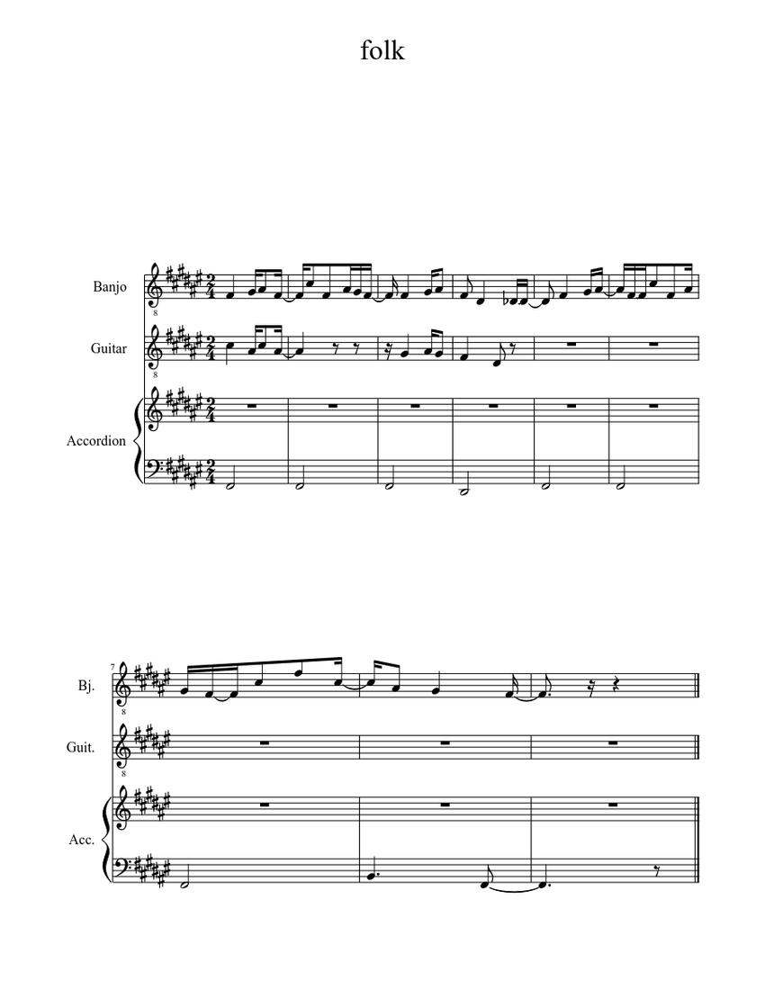 folk Sheet music for Accordion, Guitar (Mixed Duet) Download and
