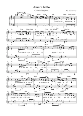 Free Amore Bello by Claudio Baglioni sheet music | Download PDF or print on  Musescore.com
