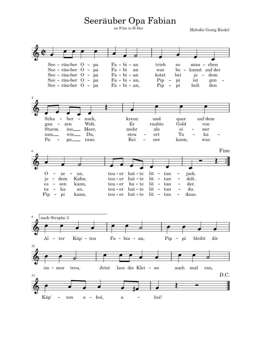 Seeräuber-opa fabian – Georg Riedel Sheet music for Violin (Solo ...