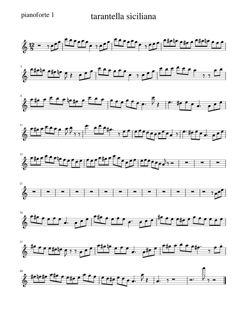 tarantella siciliana 1 Sheet music for Piano (Solo) | Musescore.com