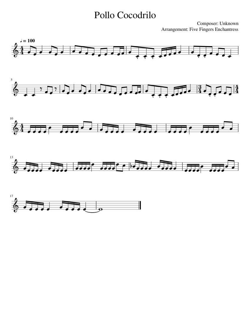 Pollo Cocodrilo Sheet music for Piano (Solo) 