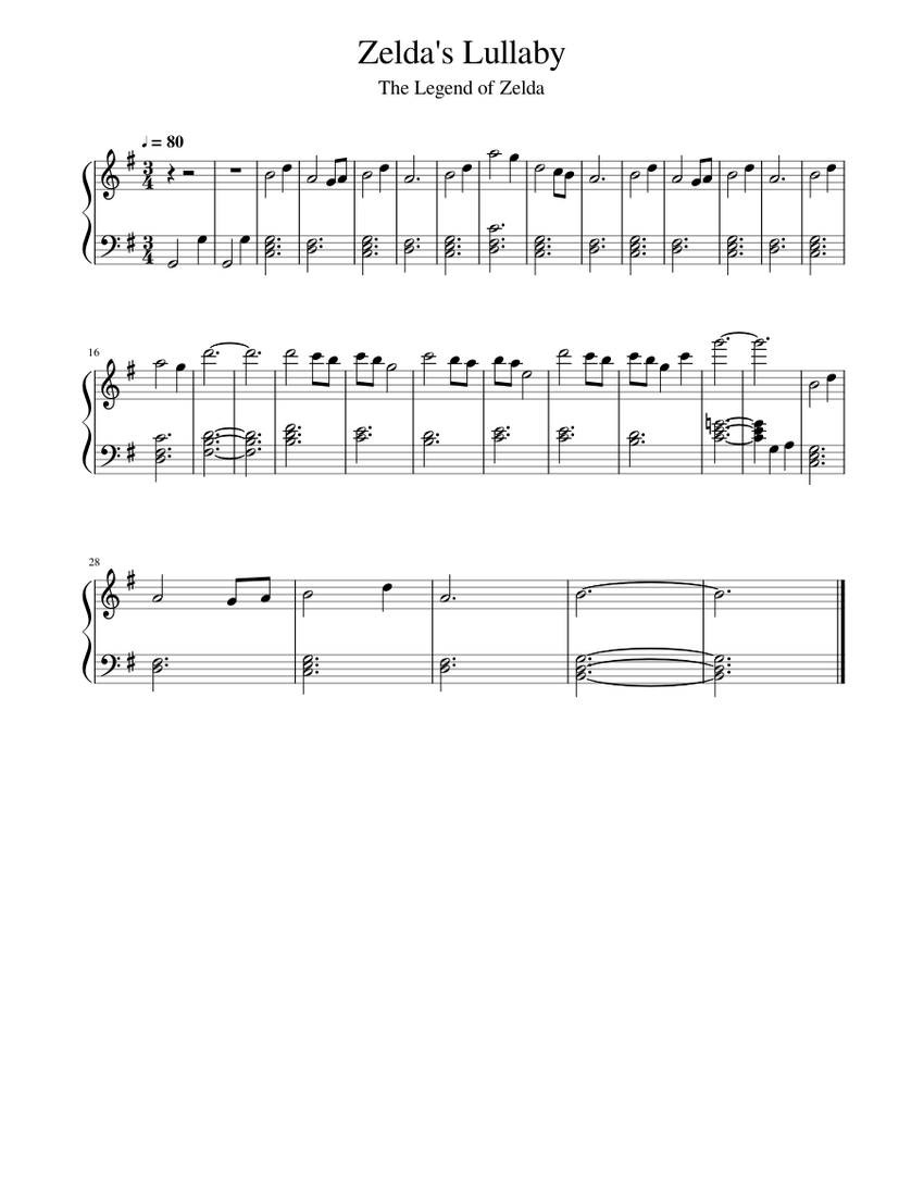 Zelda's Lullaby Sheet music for Piano (Solo) Easy | Musescore.com