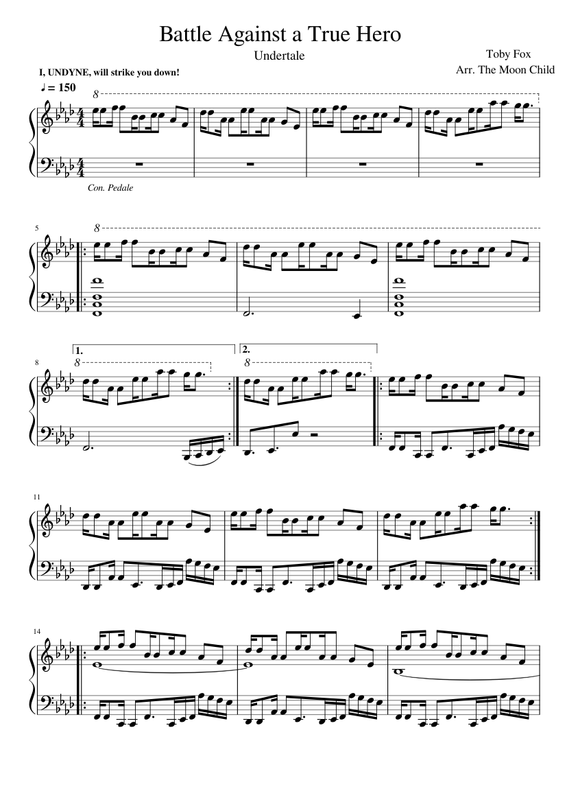 Undertale: Battle Against a True Hero Sheet music for Piano (Solo) |  Musescore.com