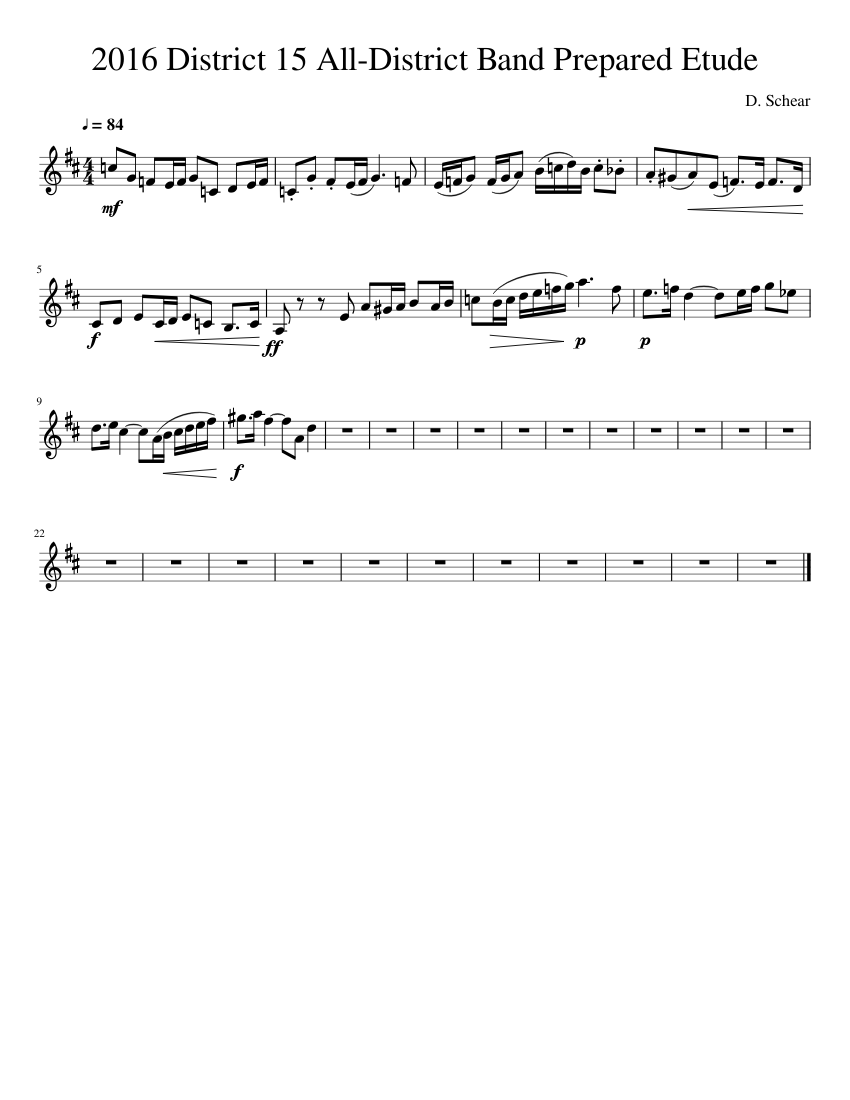 2016 District 15 All-District Band Prepared Etude Sheet music for ...