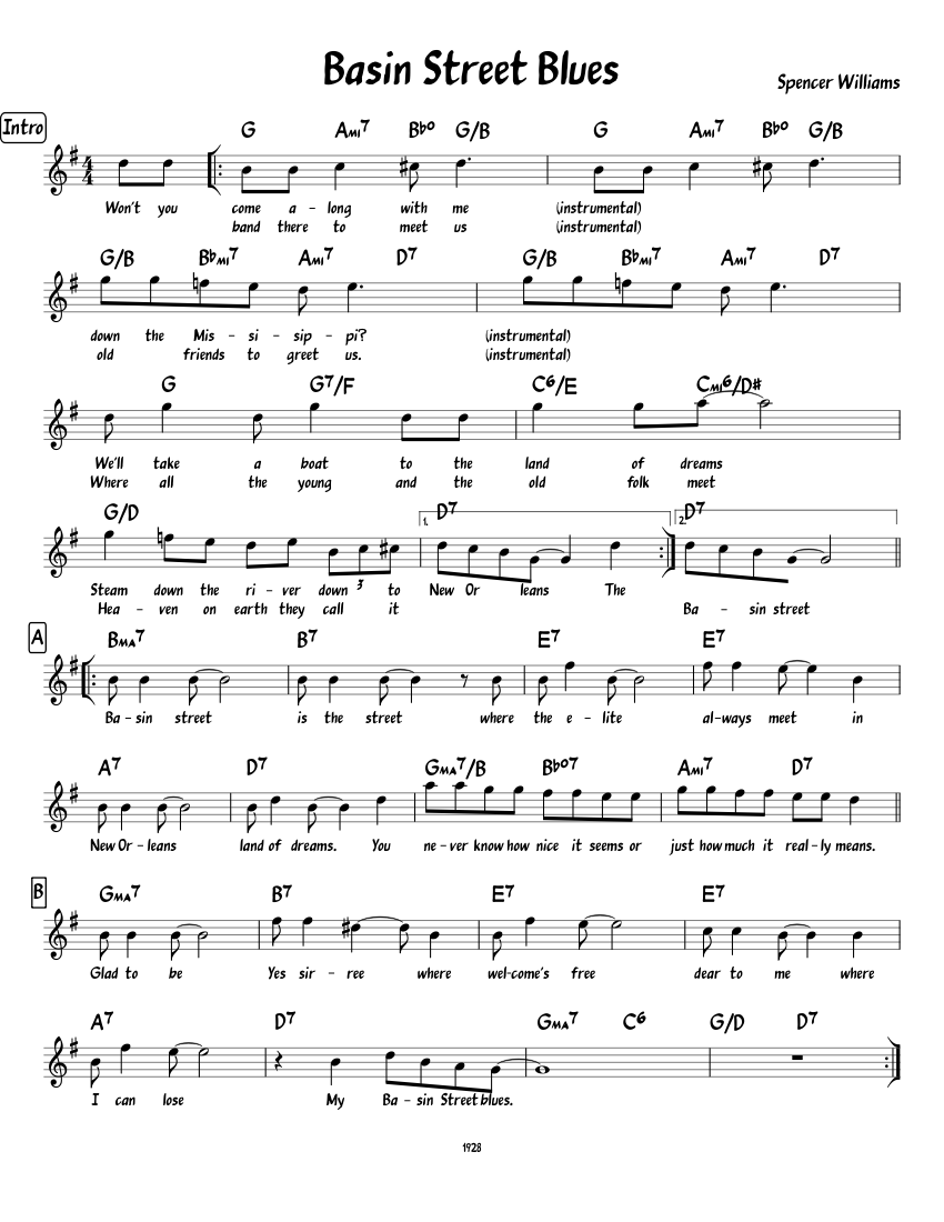 Basin Street Blues Sheet music for Piano (Solo) | Musescore.com