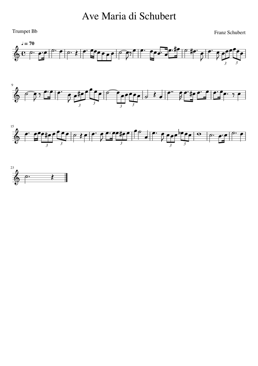 Ave Maria di Schubert Sheet music for Trumpet in b-flat (Solo ...