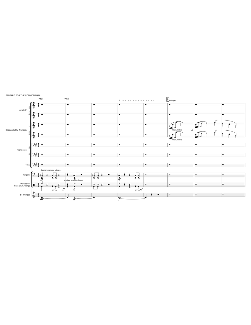 Fanfare For The Common Man Sheet Music For Tuba Timpani Trumpet Mixed Trio Musescore Com