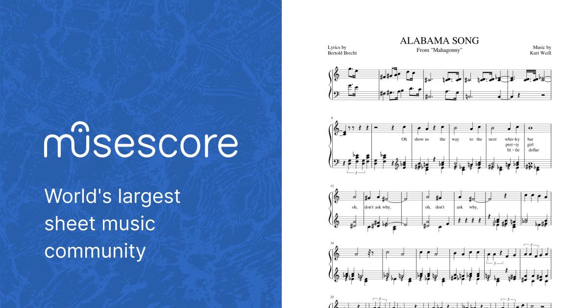 ALABAMA SONG Sheet music for Piano (Solo) Easy | Musescore.com