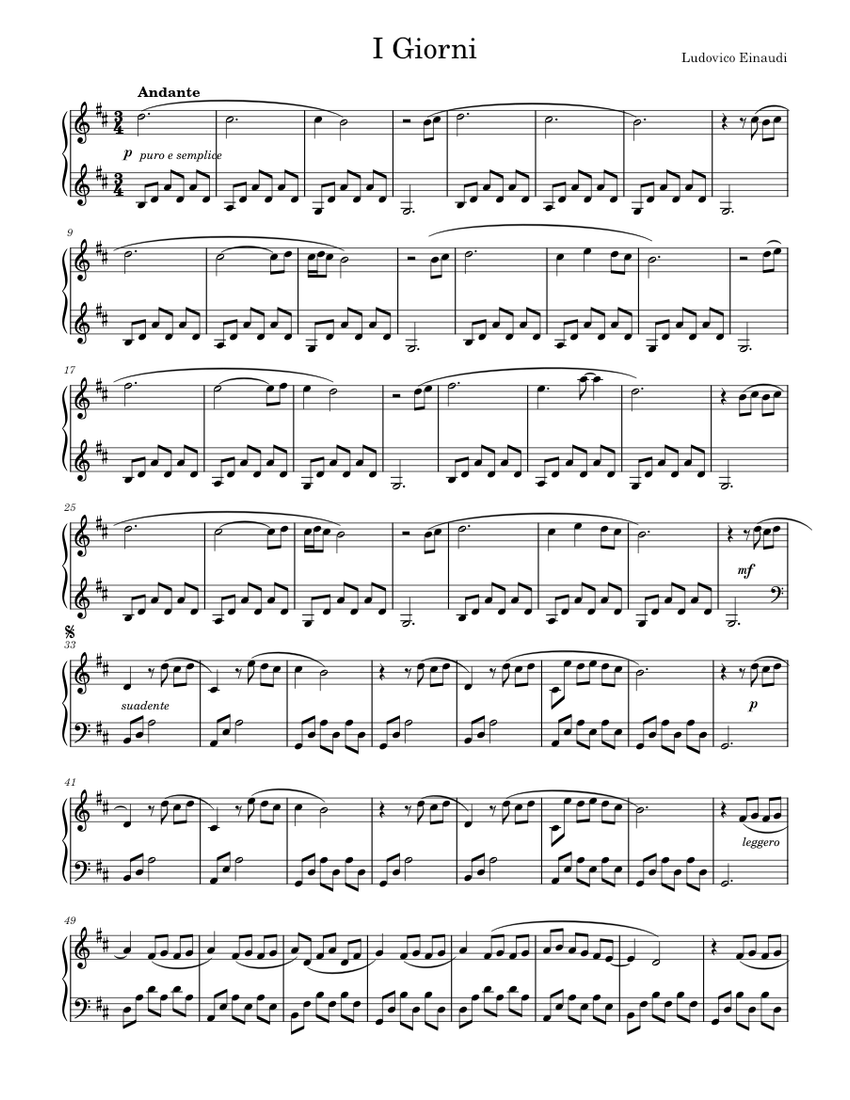 I Giorni - Ludovico Einaudi Sheet music for Piano (Solo) | Musescore.com