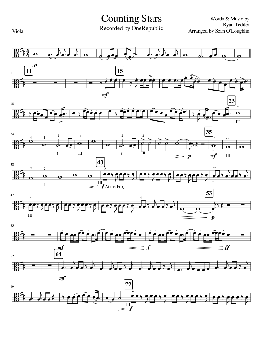 Counting Stars Sheet music for Viola (Solo)