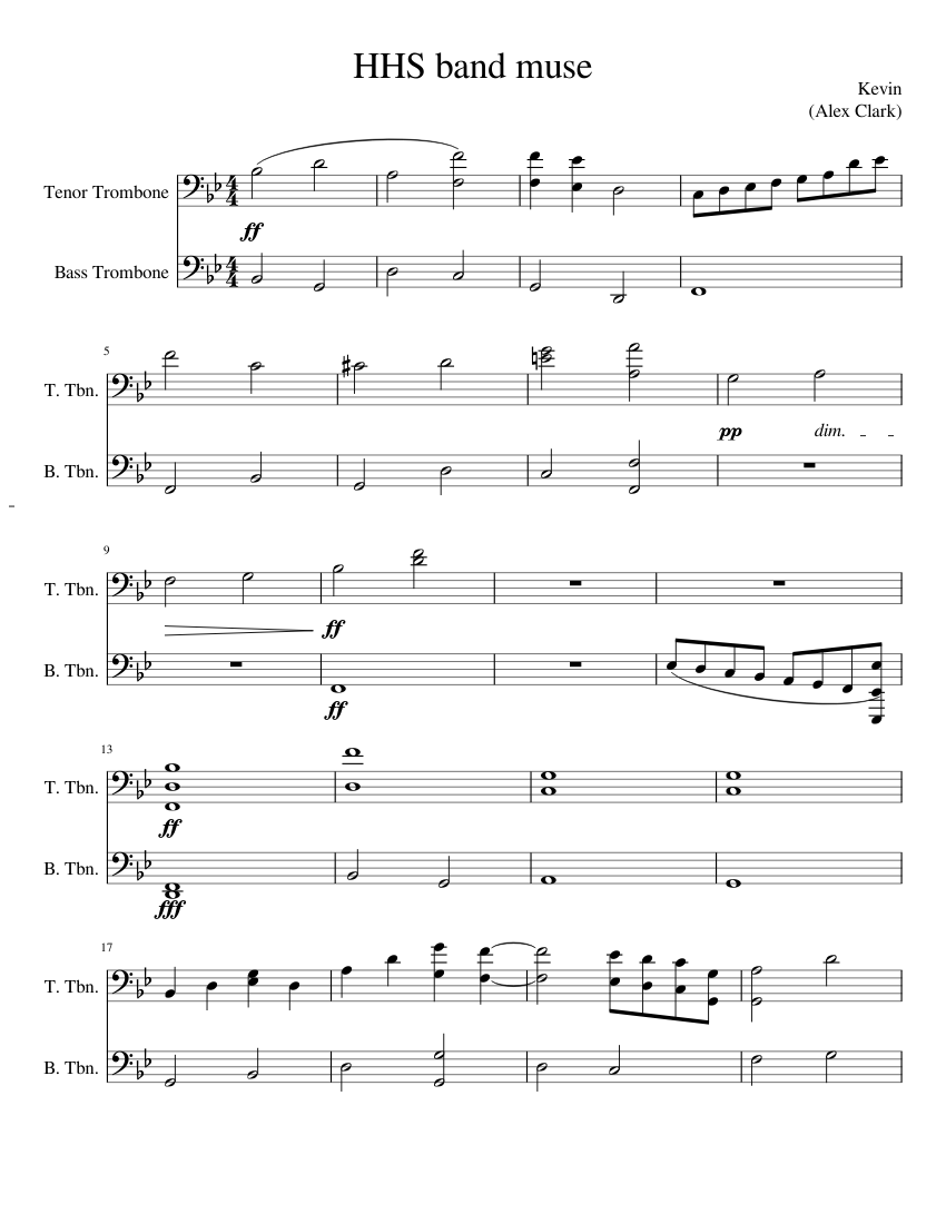 HHS band muse Sheet music for Trombone tenor, Trombone bass (Mixed Trio ...