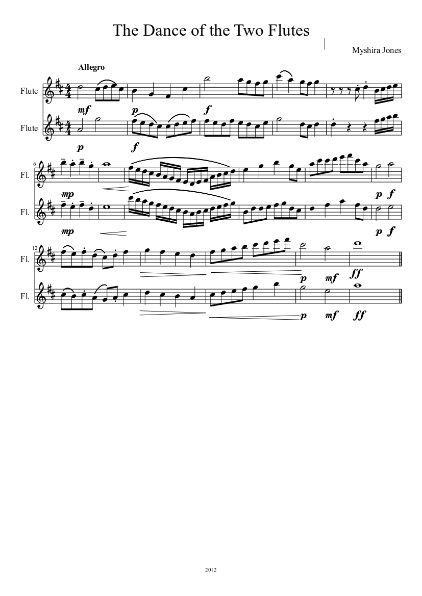 The Dance of the Two Flutes Sheet music for Flute (Woodwind Duet