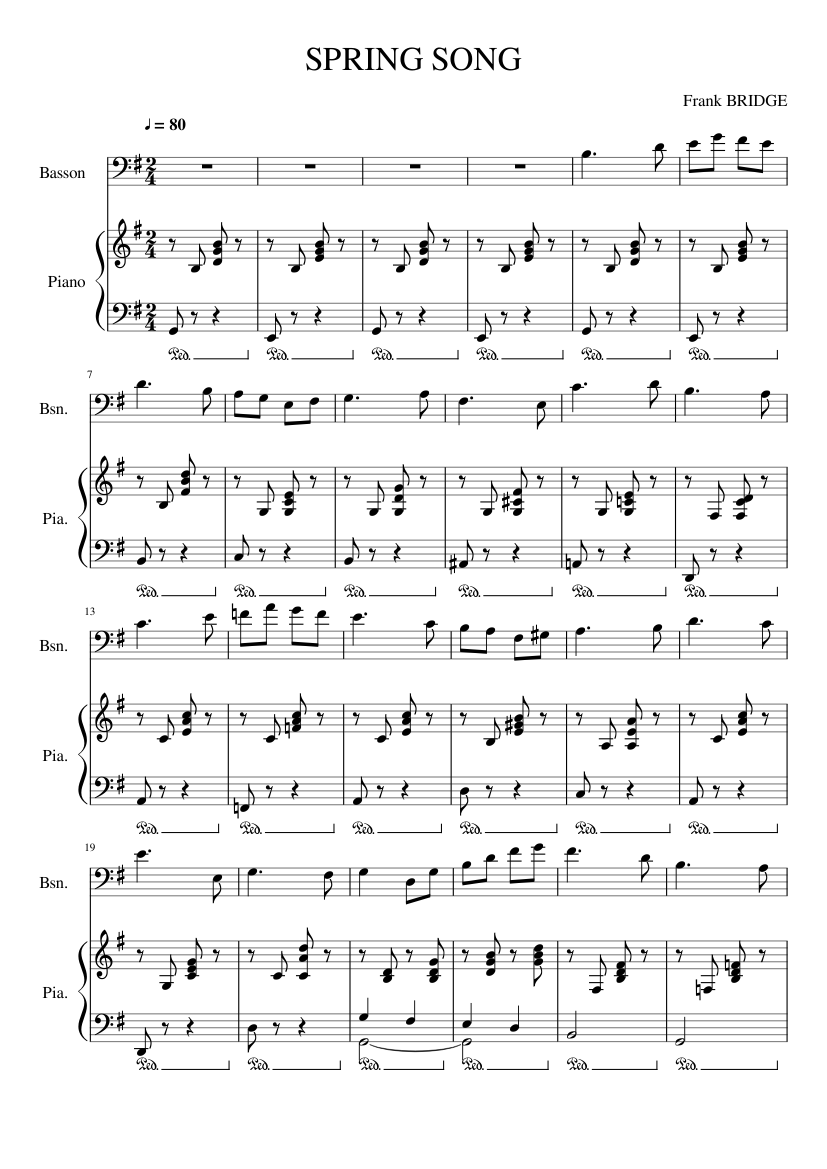 Spring Song Split BRIDGE Spring song Sheet Music for Piano, Bassoon (Solo) | MuseScore.com
