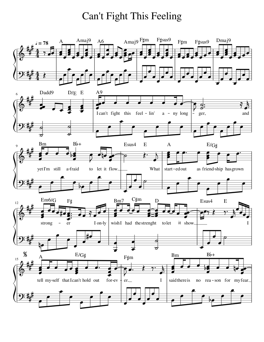 Can't Fight This Feeling Sheet music for Piano (Solo) | Musescore.com