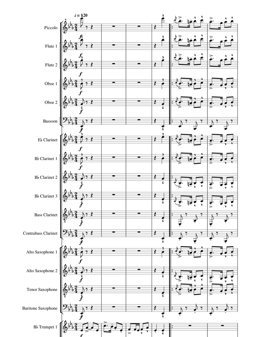 Etude March Sheet music for Trombone, Euphonium, Tuba, Flute piccolo ...