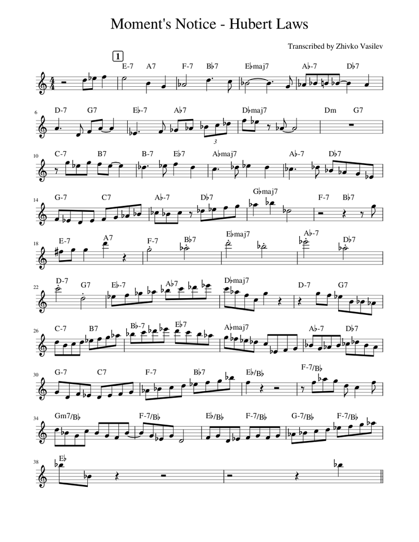 Moment Notice.pdf Moment's_Notice_-_Hubert_Laws Sheet music for Piano (Solo) Easy ...
